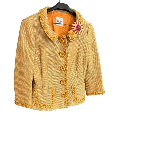 Moschino Cheap and Chic Sz 6 vintage EUC basket weave blazer- ultra fun and lux - Picture 2 of 15